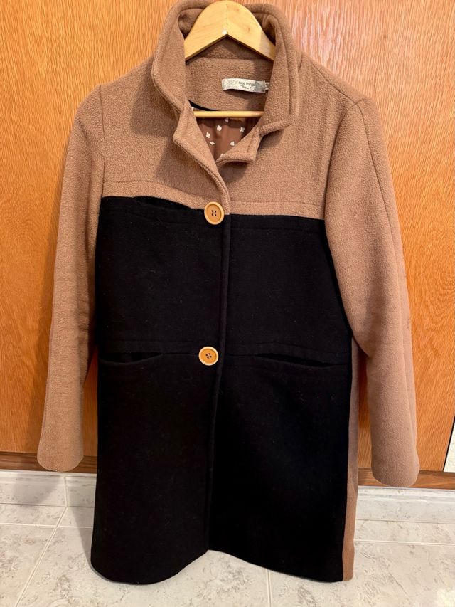Abrigo Nice Things Negro y Marrón Talla M