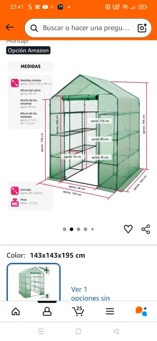 Invernadero Tectake Garden 143x143x195 cm