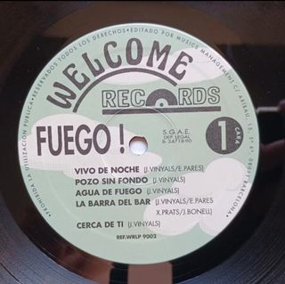 Vinilo del grupo Fuego -  Vivo de Noche, como nuev