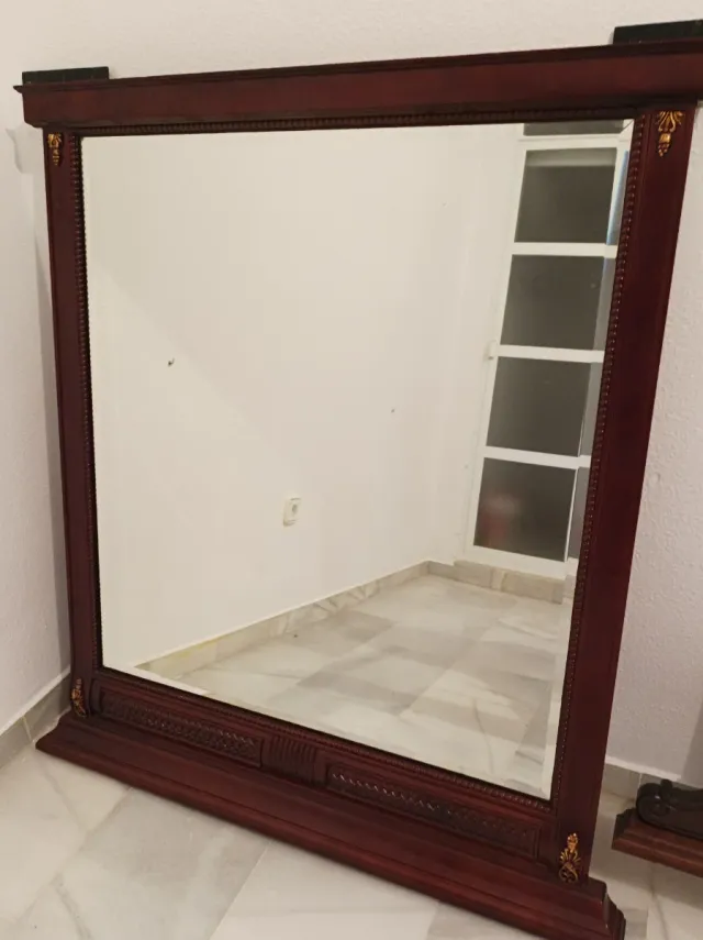 Espejo antiguo madera y cristal