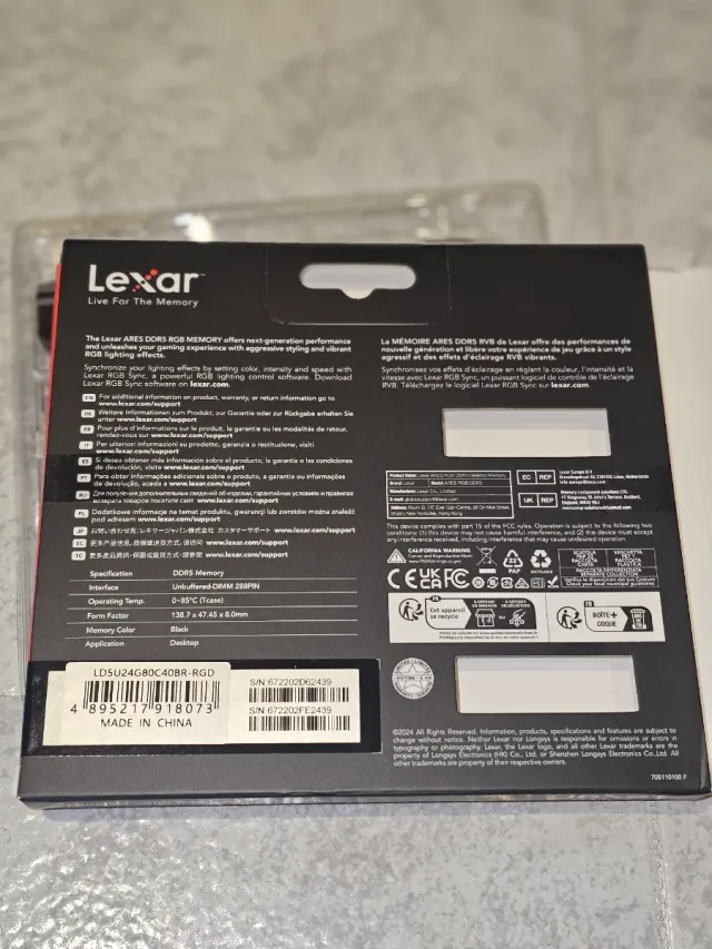 Lexar Ares RGB DDR5 RAM 48GB 8000MHz CL40