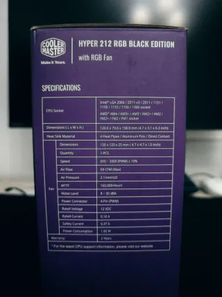 Disipador Cooler Master 212 RGB Black Edition