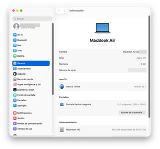 MacBook Air M1 (2020) – 8 GB RAM / 256 GB SSD