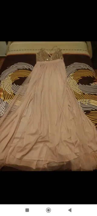Vestido de fiesta rosa palo y dorado talla XS