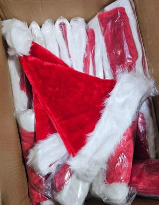 Conjunto 2 Gorros Navidad Parejas Terciopelo Rojo