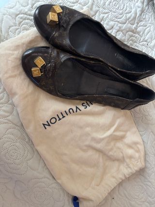 Manoletinas Louis Vuitton Marrón y Dorado