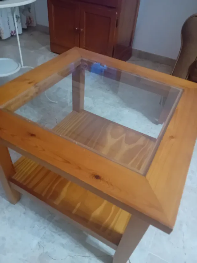 Mesa de centro madera y cristal
