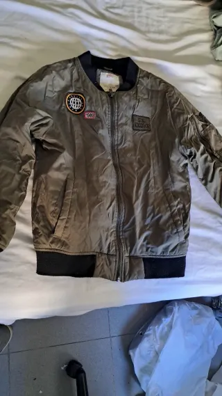 Cazadora Zara Aviación Verde Talla S