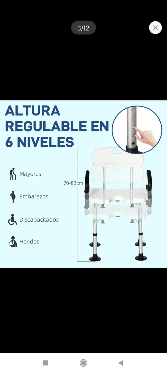 Silla Ducha Taburete Baño Asiento Antideslizante