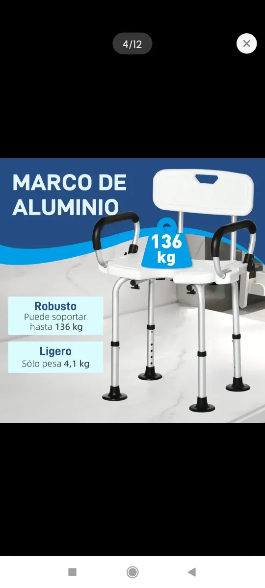 Silla Ducha Taburete Baño Asiento Antideslizante