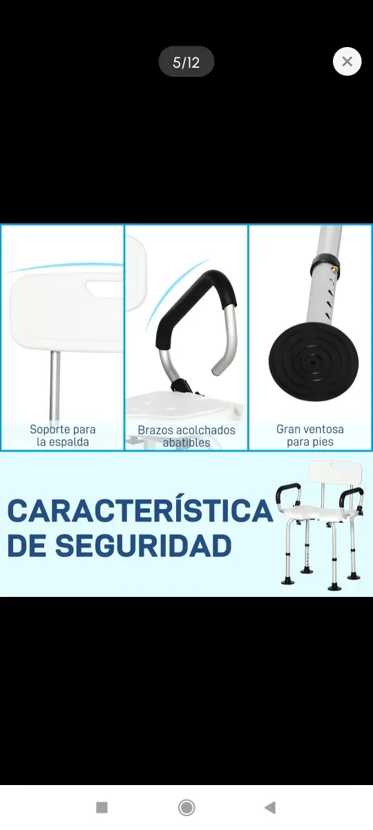 Silla Ducha Taburete Baño Asiento Antideslizante