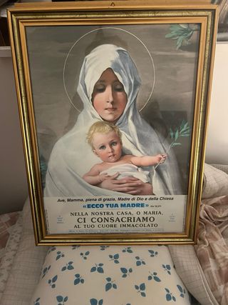 Stampa Madonna Bambino con cornice dorata