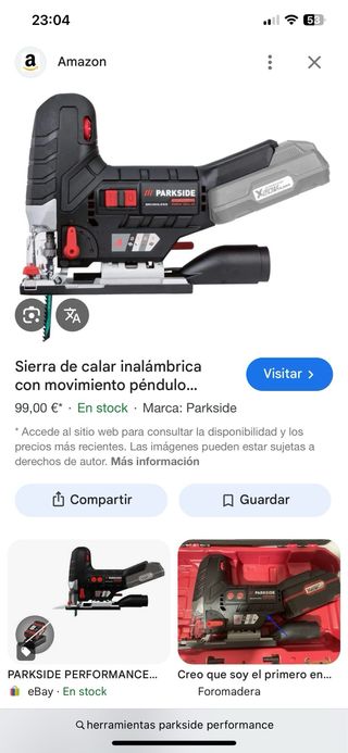 Sierra Recíproca Parkside Performance Batería