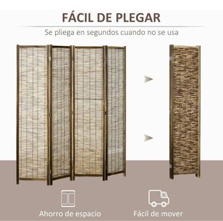 Separador de ambientes de caña y madera 4 paneles
