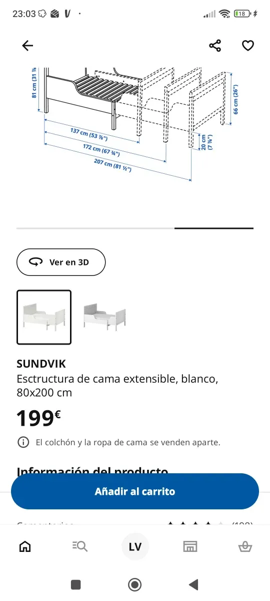 Cama infantil extensible Ikea