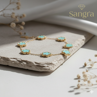 Bracciale da donna con quadrifogli Fiori Turchesi