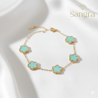 Bracciale da donna con quadrifogli Fiori Turchesi