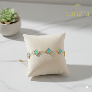 Bracciale da donna con quadrifogli Fiori Turchesi