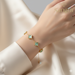 Bracciale da donna con quadrifogli Fiori Turchesi