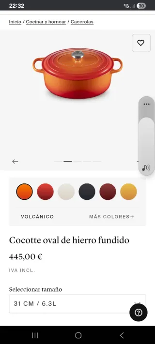 🇫🇷 Tapa Le Creuset cocotte 31cm volcánico