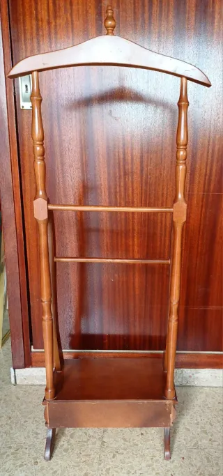 Galán de madera vintage con gaveta 121x37 cm