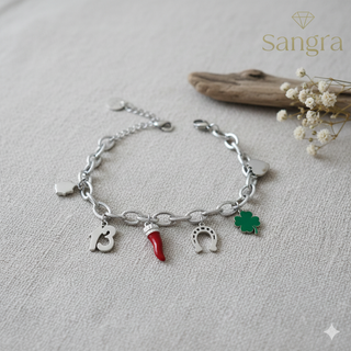 Bracciale donna Sangra con ciondoli portafortuna