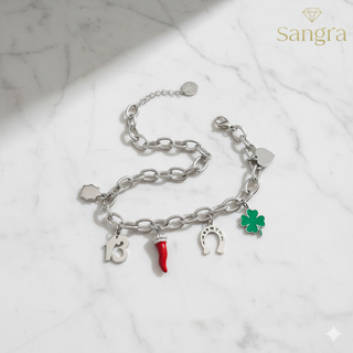 Bracciale donna Sangra con ciondoli portafortuna