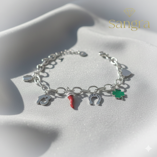 Bracciale donna Sangra con ciondoli portafortuna