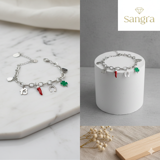 Bracciale donna Sangra con ciondoli portafortuna