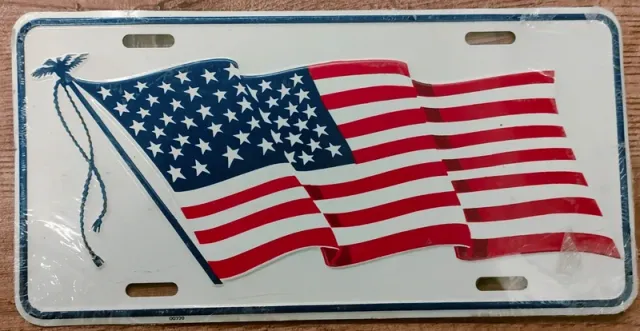 Targa metallo bandiera USA nuova