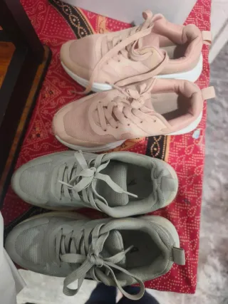 Zapatillas deportivas niña rosa y gris