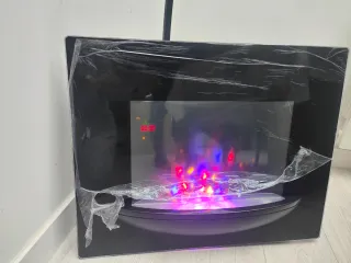 Chimenea Eléctrica Negra con Luces LED