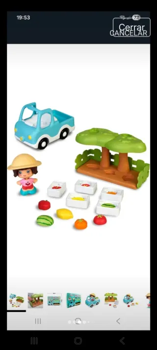 Juguete Pin y Pon Bebé Coche Frutas