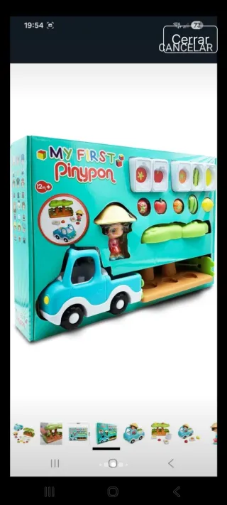 Juguete Pin y Pon Bebé Coche Frutas