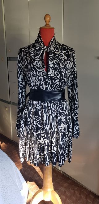 Abito donna fantasia bianco e nero