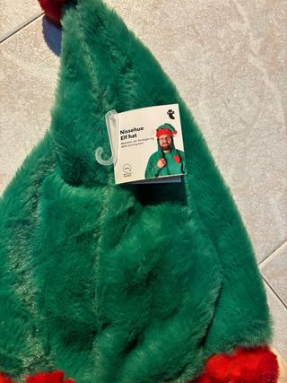 Cappello da elfo adulto verde e rosso