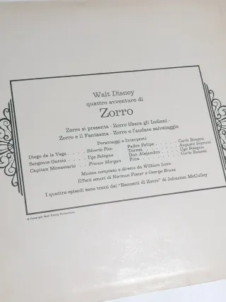 Vinile 33 Giri -“Le Quattro Avventure di Zorro”