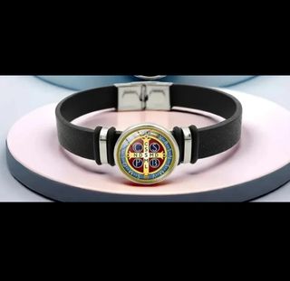 Pulsera San Benito Cruz Azul y Rojo