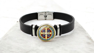 Pulsera San Benito Cruz Azul y Rojo