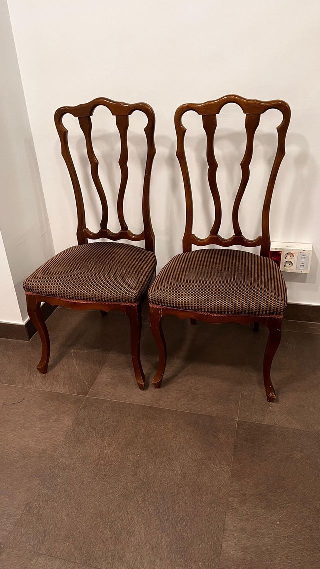 2 Sillas Vintage Madera Tapizadas