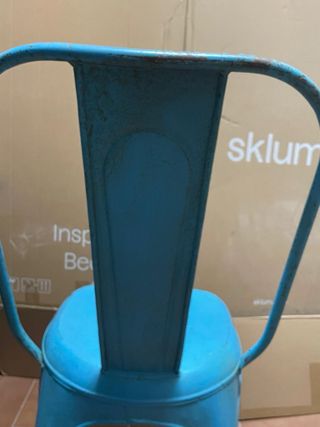 Silla Azul Metálica Vintage Efecto Envejecido