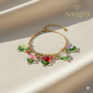 Bracciale Sangra dorato con ciondoli fiore