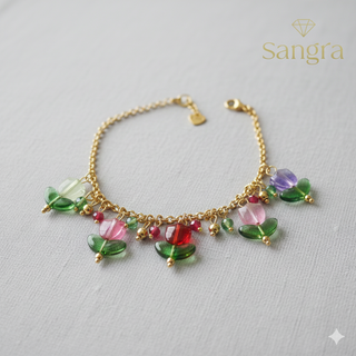 Bracciale Sangra dorato con ciondoli fiore