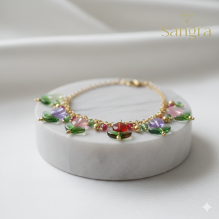 Bracciale Sangra dorato con ciondoli fiore