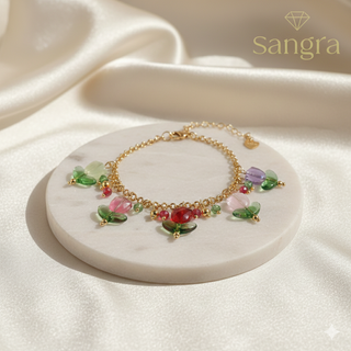 Bracciale Sangra dorato con ciondoli fiore