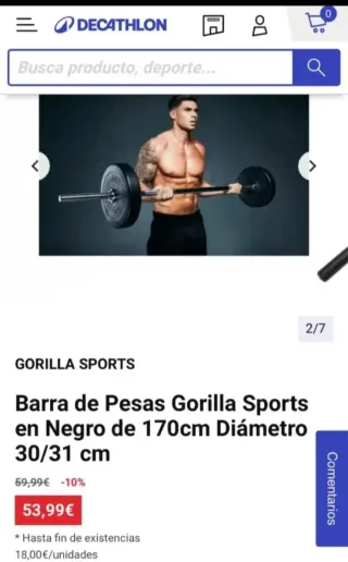 Barra de pesas 170cm NUEVA musculación