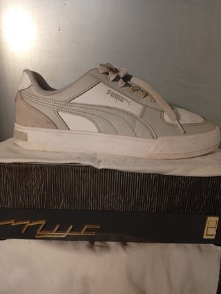 Zapatillas Puma Hombre Gris y Blanco