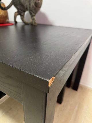 Mesa extensible madera negra + banquillo