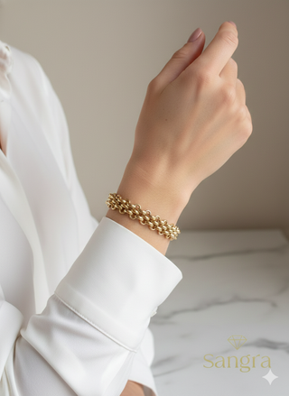 Bracciale donna elegante maglia doppia oro