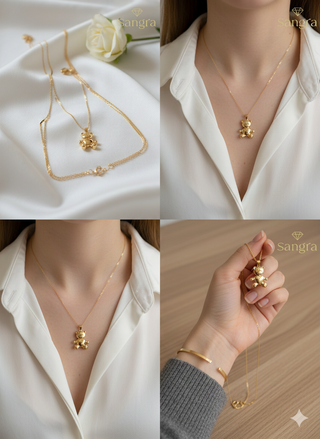 Bracciale donna elegante maglia doppia oro